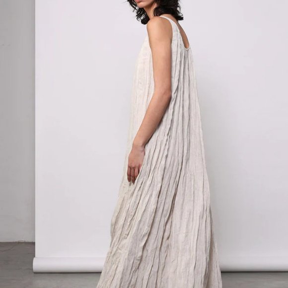 Ronen Chen Striped Linen Sleeveless Maxi Dress, size 6 - Picture 2 of 16